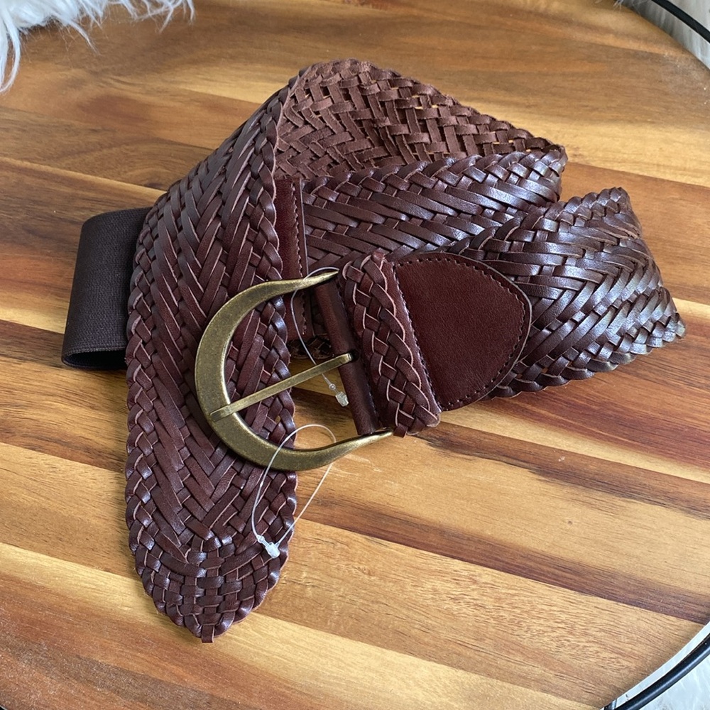 Wide western Boho Chocolate Genuine Leather Braided Wide stretch waist Y2K belt